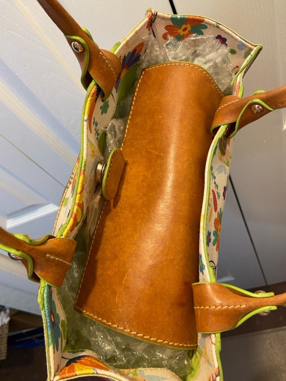 Disney Parks Dooney & Bourke Tinker Bell Flower Shopper Tote Bag Flaw - Picture 10 of 16